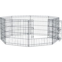 PawHut 8 Panel Pet Cage Playpen Dog Puppy Rabbits Guinea Metal Crate Fence Run Cage Kennel Indoor Outdoor (24-inch)
