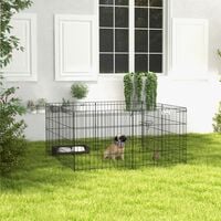 PawHut 8 Panel Pet Cage Playpen Dog Puppy Rabbits Guinea Metal Crate Fence Run Cage Kennel Indoor Outdoor (24-inch)