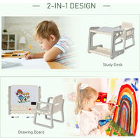 HOMCOM Kids Study Table and Chair Set Drawing Board Writing Desk for Toddlers