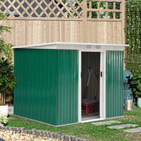 Outsunny 9 x 4FT Outdoor Garden Storage Shed w/ 2 Door Galvanised Metal Green