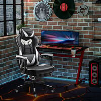 Vinsetto Gaming Chair Ergonomic Reclining Manual Footrest 5 Wheels Stylish White