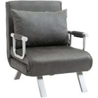 HOMCOM Sofa Bed Foldable Portable Armchair with Pillow Dark Grey