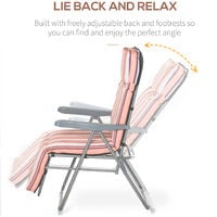 Outsunny Set of 2 Adjustable Sun Lounger Recliner Reclining Seat Orange/White