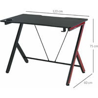 HOMCOM Gaming Computer Desk Writing Table Curved Front w/ Headphone Hook