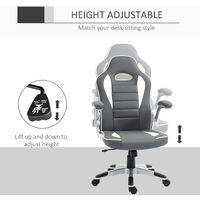 Vinsetto Office Chair Height Adjustable Swivel Chair With Tilt Function PU Grey