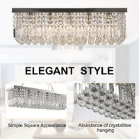 HOMCOM Modern Crystal Ceiling Light Square Chandelier for Home Office Silver