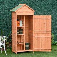 Outsunny 90x50cm Wooden Garden Shed Outdoor Shelves Utility Tool Storage Cabinet