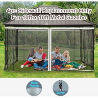 Outsunny Garden Pavilion Tent Mosquito Mesh Side Net Bug Netting Replacement Screen Walls for 3 x 3(m) Patio Gazebo, 4-panel Sidewalls with Zippers (Wall Only, Canopy Not Included)