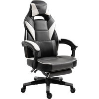 Vinsetto Cool & Stylish Gaming Chair Ergonomic Recliner w/ Thick Padding Footrest Neck & Back Pillow 5 Wheels Racing Swivel Height Adjustable Home Office Grey