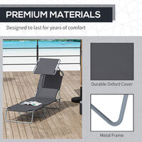 Outsunny Sun Bed Chairs Garden Lounger Recliner Reclining Folding Relaxer Beach Chair Patio Camping Grey