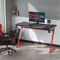 HOMCOM Steel Frame Gaming Desk Table w/ Cup Gamepad Holder Hook 142x86cm
