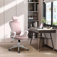 Vinsetto High-Back Office Chair Home Rocking w/ Wheel, Up-Down Headrest, Pink
