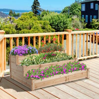 Outsunny Wooden Raised Bed 3-Tier Planter Kit Elevated Plant Box 124x124x56cm