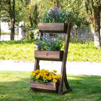 Outsunny 3-Tier Freestanding Plant Display Stand Garden Bed Outdoor Flower Rack