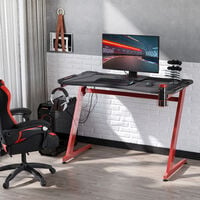 HOMCOM Gaming Desk with Gamepad Holder Cup Holder Headphone Hook Home Office