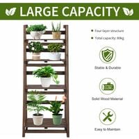 Outsunny 4-Tier Wooden Shelf Foldable Flower Pots Holder Stand Indoor Outdoor