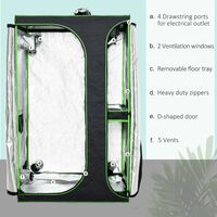 Outsunny 4x6.5FT Mylar Hydroponic Grow Tent w/ Adjustable Vents Floor Tray