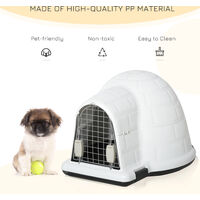 PawHut Plastic Igloo-Design Dog House Puppy Pet Shelter w/ Windows Metal Door
