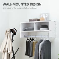 HOMCOM Storage Hat Coat Hanger Wall Mounted - White