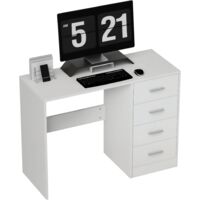 HOMCOM Computer Writing Desk with 4 Drawers, High Gloss Home Office Workstation