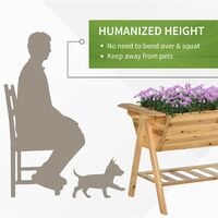 Outsunny Wood Freestanding Planter Garden Raised Bed w/ Shelf Outdoor Display