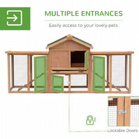Pawhut Deluxe Wood Chicken Poultry Coop Hens House Nesting Boxes Run