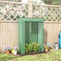 Outsunny 3.2x1.6FT Greenhouse Steel Frame PE Cover w/ Roll-up Door Compact Growing