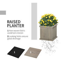Outsunny Wooden Garden Planter & Bench Combination Garden Raised Bed Grey