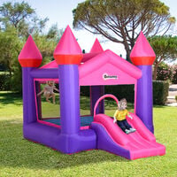 Outsunny Kids Bounce Castle House Inflatable Trampoline Slide 2 in 1 with Inflator for Kids Age 3-10 Multi-color 3.3 x 2.2 x 2.55m