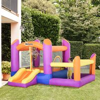 Outsunny Bouncy Castle with Slide Pool House Inflatable w/ Inflator Multi-color
