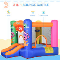 Outsunny Bouncy Castle with Slide Inflatable Monster Design w/ Inflator