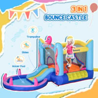 Outsunny Kids Bounce Castle House Inflatable Trampoline Slide Water Pool 3 in 1 with Inflator for Kids Age 3-8 Octopus Design 3.6 x 1.75 x 1.8m