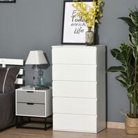 HOMCOM Chest of Drawers, 5 Drawers Storage Cabinet Floor Tower Cupboard for Bedroom Living Room, White