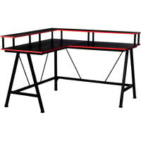 HOMCOM L-Shape Corner Gaming Desk Computer Table w/ Monitor Shelf Black & Red