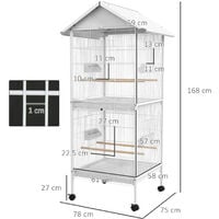 PawHut Metal Bird Cage Feeder Small/Medium Pets Home House White