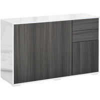 HOMCOM 2 Drawer 2 Cupboard Freestanding Storage Cabinet Home Organisation White & Grey