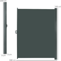 Outsunny Retractable Side Awning Screen Fence Patio Privacy Divider Grey 3x2M