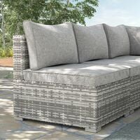 Outsunny Outdoor Garden Furniture Rattan Single Middle Sofa w/ Cushions Grey
