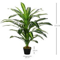 Outsunny 110cm Artificial Dracaena Silk Tree Decorative Plant w/ Pot Indoor Outdoor Décor