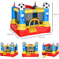Outsunny Kids Football Bouncy Castle House Inflatable Trampoline w/ Inflator Outdoor Play Garden Activity Fun 3-8 Years 2.25 x 2.2 x 1.95m