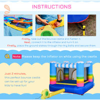 Outsunny Kids Rainbow Bouncy Castle & Pool House Inflatable Trampoline w/ Inflator Pump Outdoor Play Garden Activity Exercise Fun 3-8 Years 2.8 x 1.7 x 1.55m