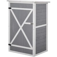 Outsunny Fir Wood Garden Shed Outdoor Tool Storage w/ 2 Shelves Grey