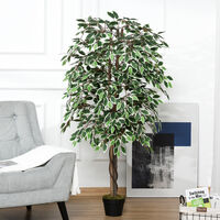 Outsunny 160cm Artificial Ficus Silk Tree Decorative Plant w/ Pot Indoor Outdoor Décor