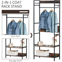 HOMCOM Coat Rack Stand Clothes Organizer Metal Frame with Hanging Rod Shelf