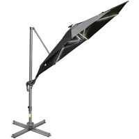 Outsunny 3m Solar LED Cantilever Parasol Adjustable Garden Umbrella Dark Grey