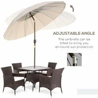 Outsunny 2.4m Round Curved Adjustable Parasol Outdoor Metal Pole Off-White