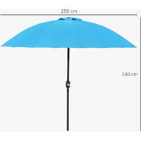 Outsunny 2.4m Round Curved Adjustable Parasol Outdoor Metal Pole Turquoise