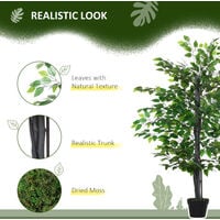 Outsunny 145cm Artificial Banyan Plant Faux Decor Tree w/ Pot Indoor Outdoor