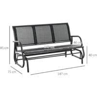 Outsunny 3-Seat Glider Rocking Chair for 3 People Garden Bench Patio Furniture