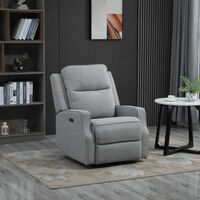 HOMCOM Linen-Look Electric Recliner Armchair Padded Seat Home w/ Footrest, Grey